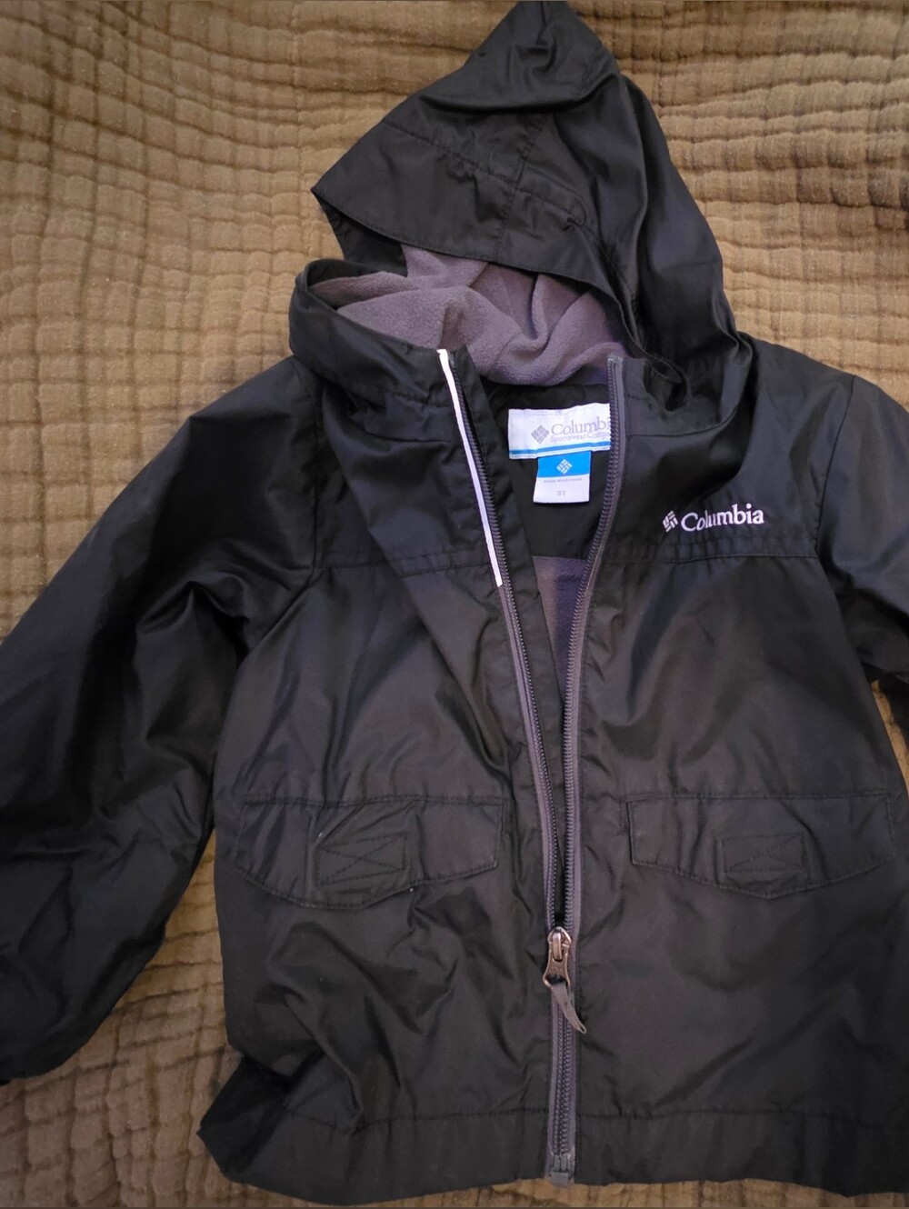 Columbia Kids 3T Toddler Black Hooded Rain Jacket